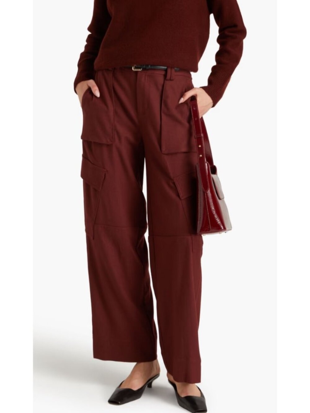 Vince Raver Wide Leg Wool Blend Flannel Cargo Pants
